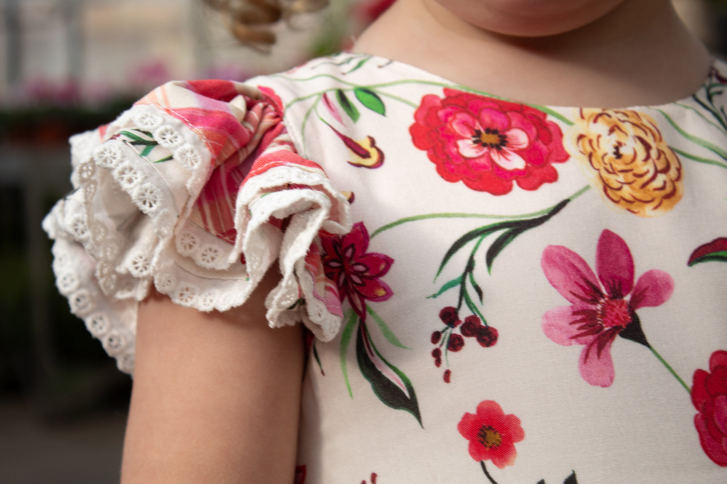 Wildflower Garden Dress – Floral Print Vintage Inspired Boutique Girls Dress | Pearl Button Heirloom Style Classic Girls Dress
