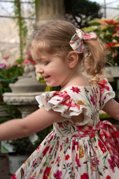 Wildflower Garden Dress – Floral Print Vintage Inspired Boutique Girls Dress | Pearl Button Heirloom Style Classic Girls Dress