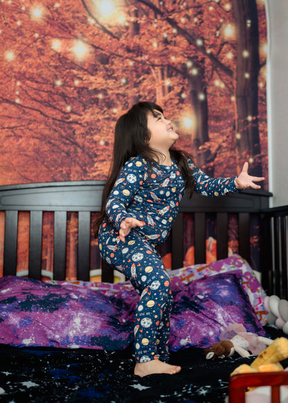 To the Moon Bamboo Boys and Girls Pajama Set