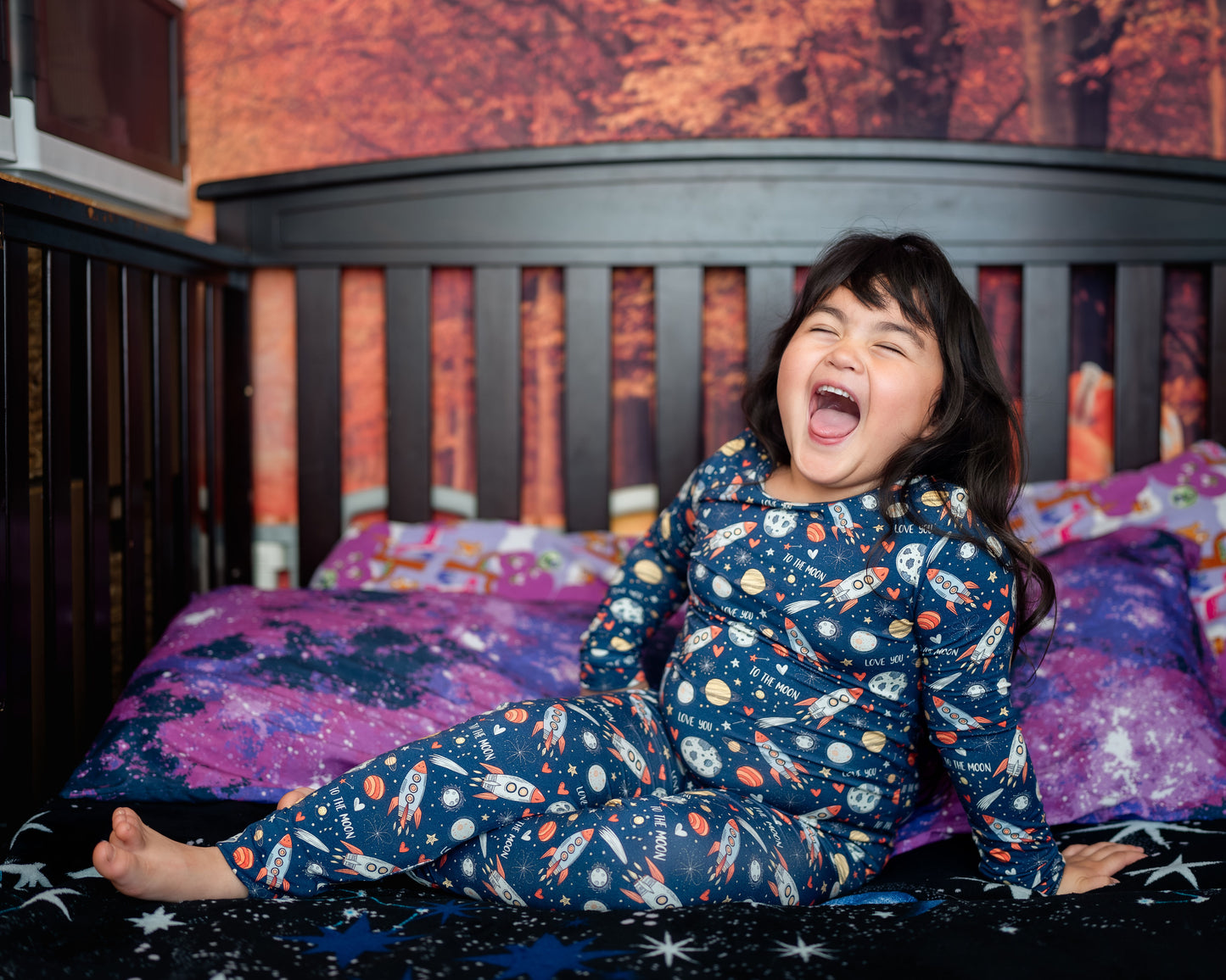 To the Moon Bamboo Boys and Girls Pajama Set