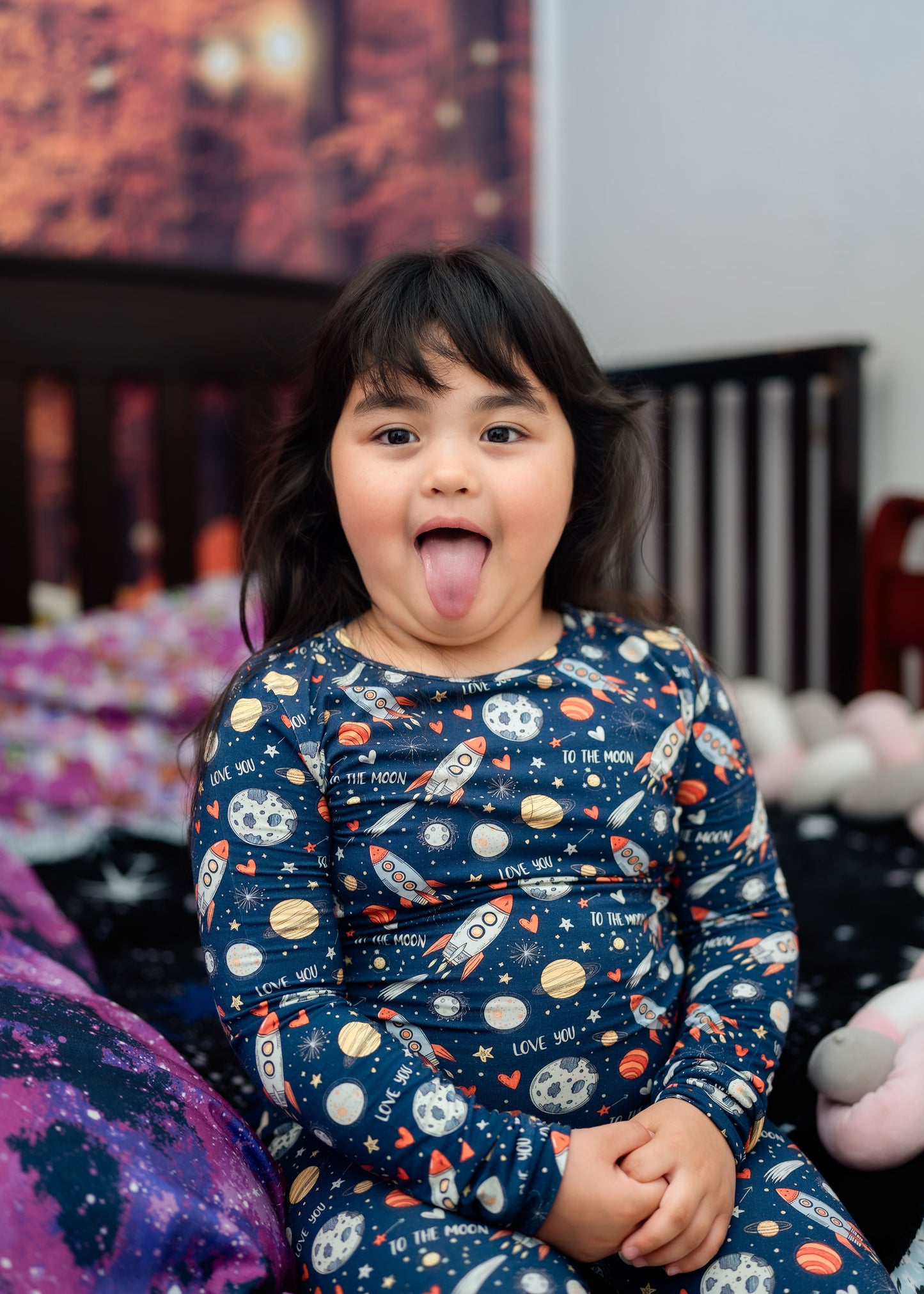 To the Moon Bamboo Boys and Girls Pajama Set