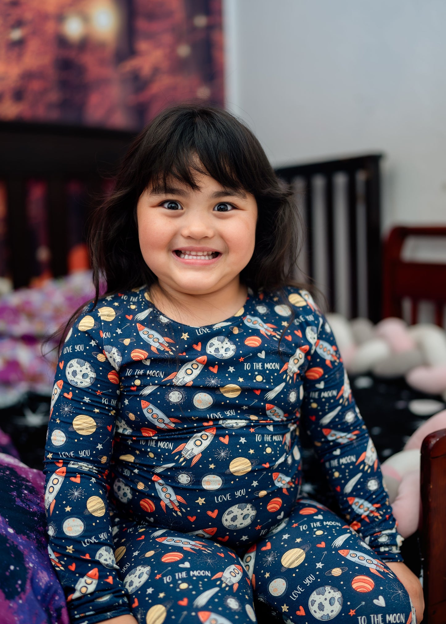 To the Moon Bamboo Boys and Girls Pajama Set