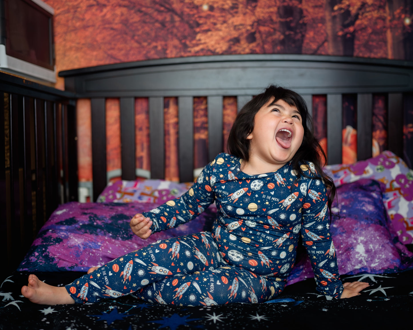 To the Moon Bamboo Boys and Girls Pajama Set