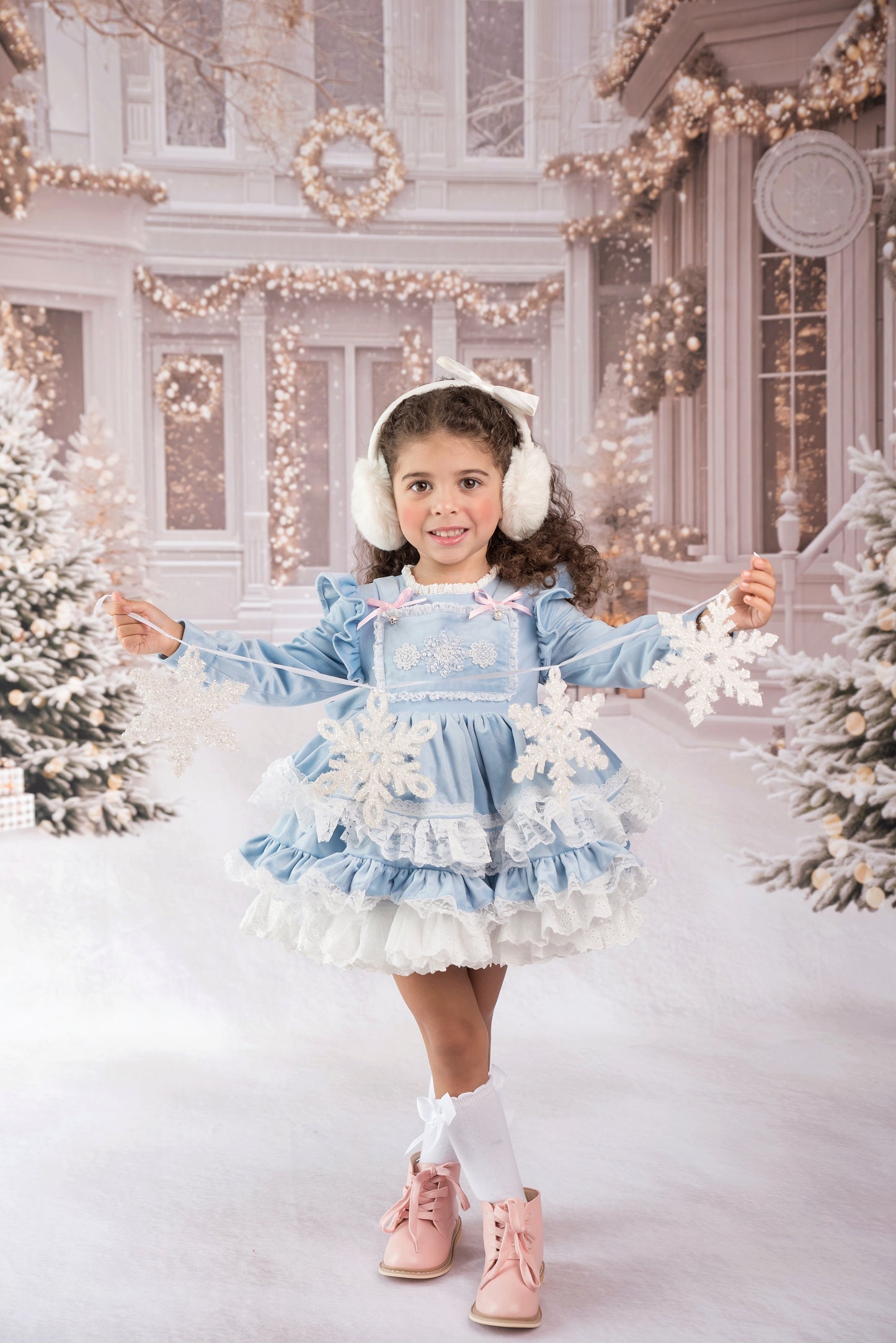 embroidered winter dress Winter Abundance Embroidered Cotton Mini Skater Dress