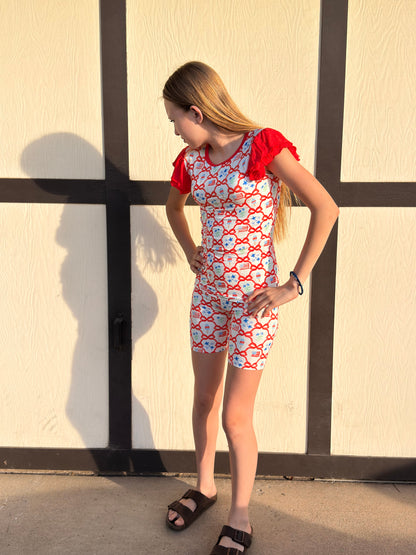 Sweet Freedom Girls Bamboo Shorts Pajama Set | 4th of July
