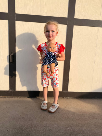Sweet Freedom Girls Bamboo Shorts Pajama Set | 4th of July