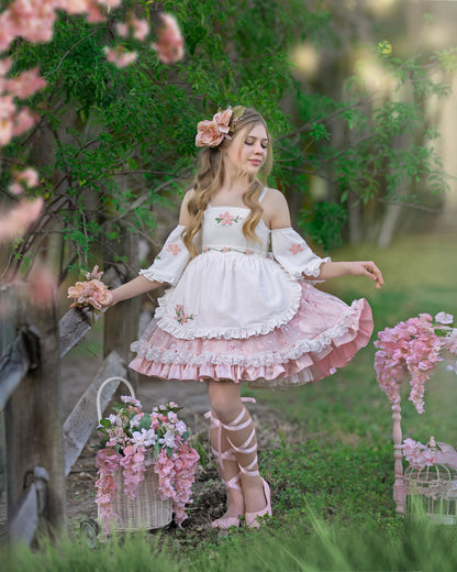 🌸 Sakura Whisper Dress - Luxury Hand-Embroidered Floral Gown