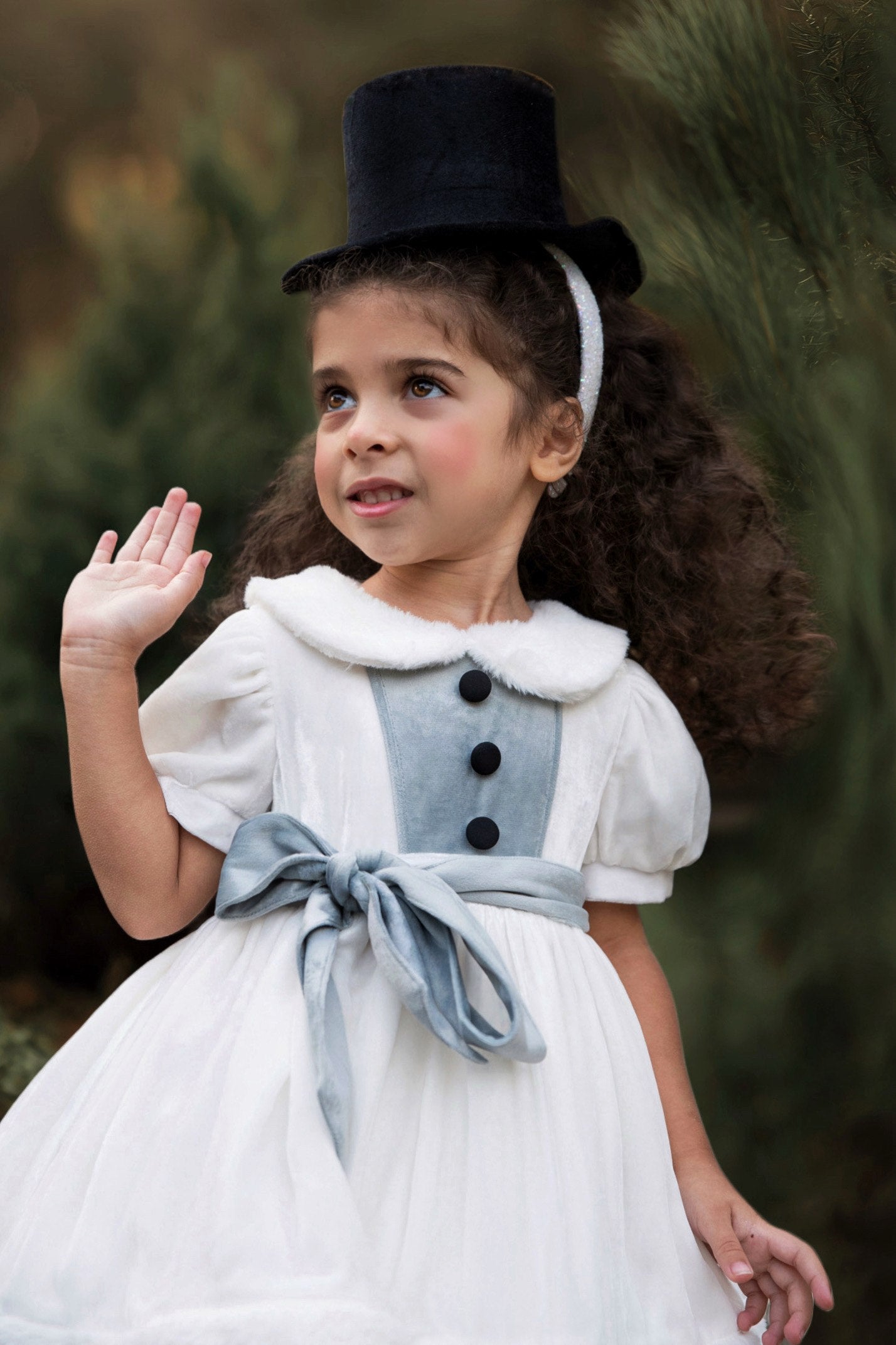 Jolly Snow Dress – Luxury Silk Velvet Boutique Girls Dress | Faux
